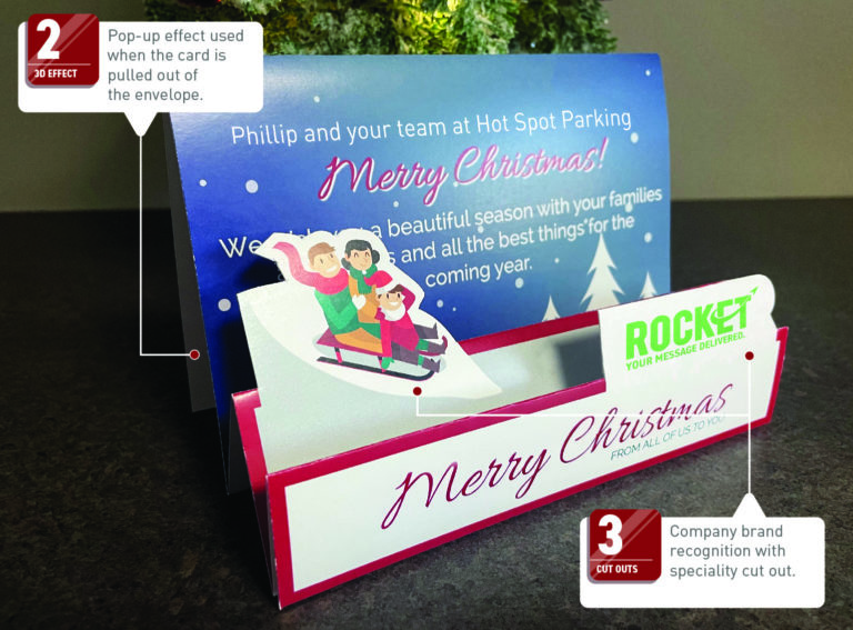 Custom printed christmas cards rocket